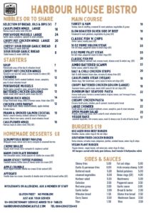 Harbour House Bistro Menu Newcastle Food